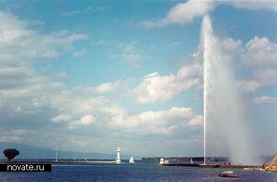 Фонтан, расположенный в Женеве