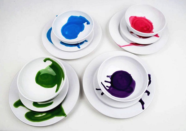 Посуда с разноцветными кляксами. Коллекция Splashes от Джованны Ало (Giovanna Alo)