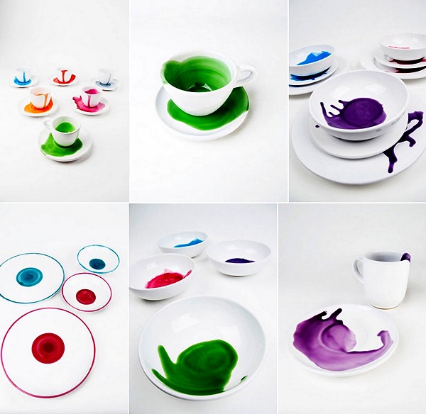 Посуда с разноцветными кляксами. Коллекция Splashes от Джованны Ало (Giovanna Alo)