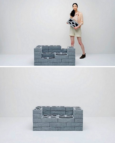 Soft Blocks, проект мебели из кирпичей от Torafu Architects