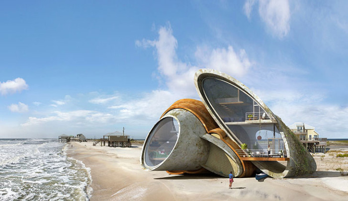 Этот дом-крепость дизайнер возвел на пляже в Северном Квинсленде (Австралия), где жители не по наслышке знают, что такое ураган.