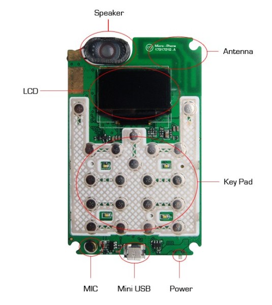 Micro-Phone : A Credit Card Sized Smart Phone + Locator