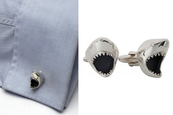Great White Shark cufflinks - запонки для хищников от Zaunick