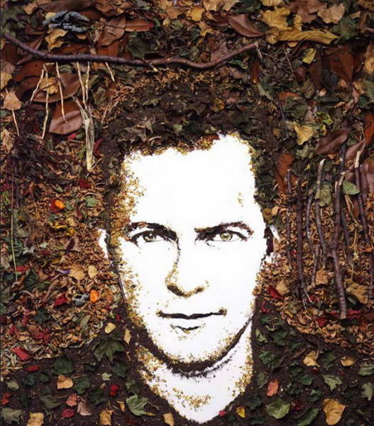 Портрет, написанный сухими листьями, землей и ветками