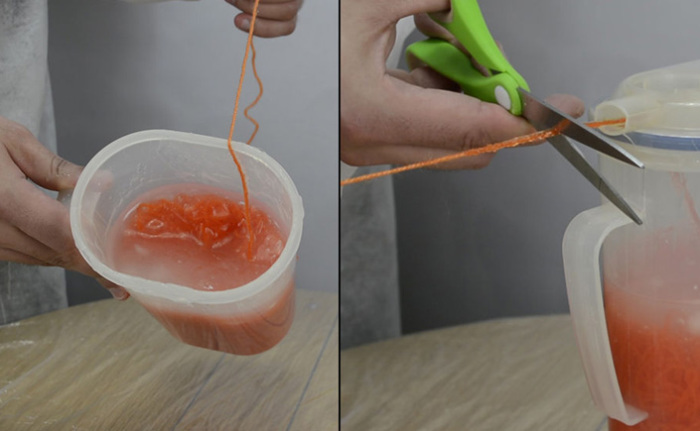 Пряжа в кувшине с клеем Пряжа в кувшине с клеем