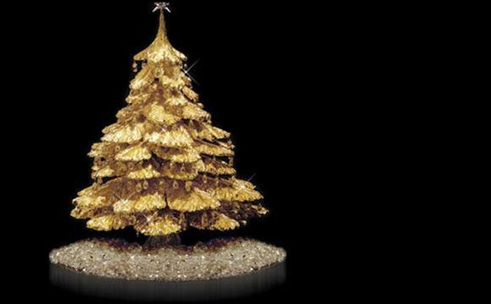 Золотая настольная Рождественская елка