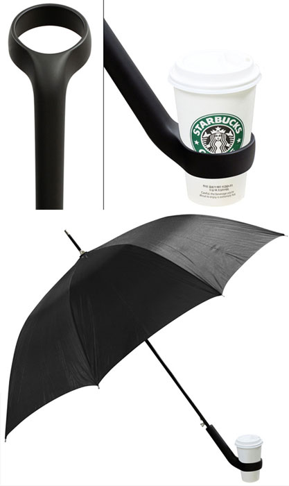 Зонтик с держателем для кофе.