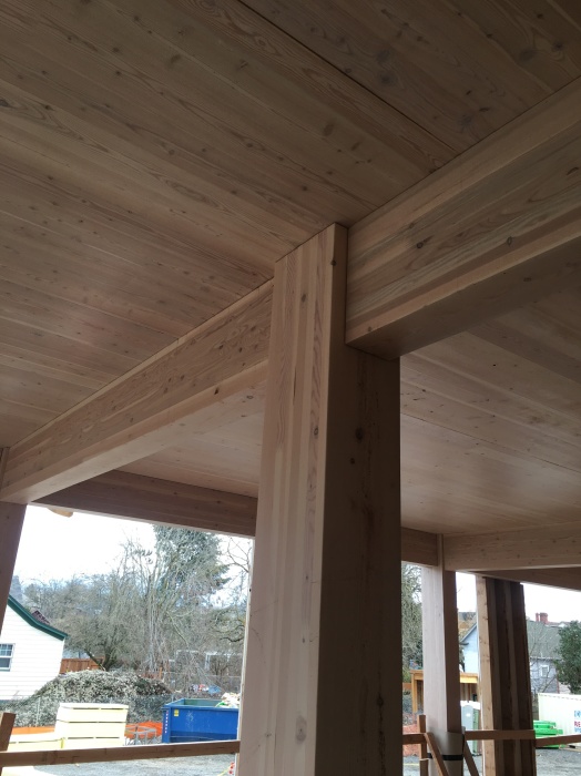 Деревянные балки и панели – все элементы конструкции дома Carbon12 сделаны из возобновляемых материалов.