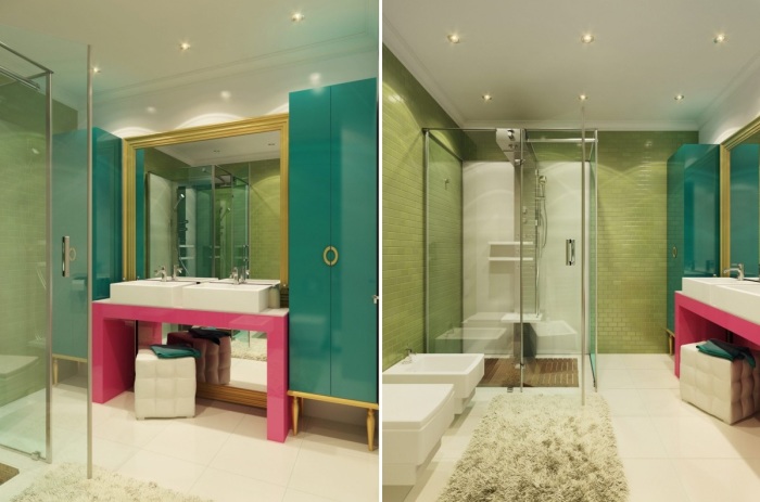 Красочная ванная комната в стиле поп-арт.