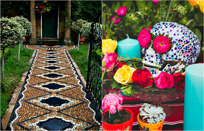 Садовые декорации, украшенные мозаикой