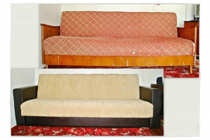 Пример реставрации старого дивана.
