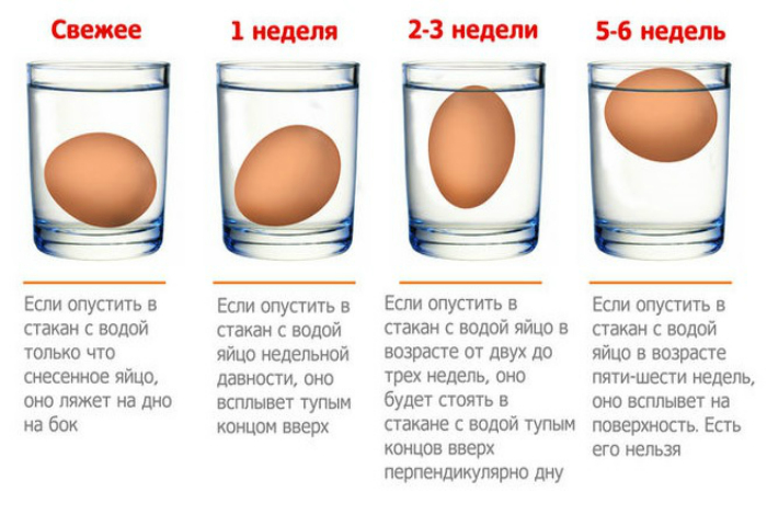 Проверка свежести яиц.