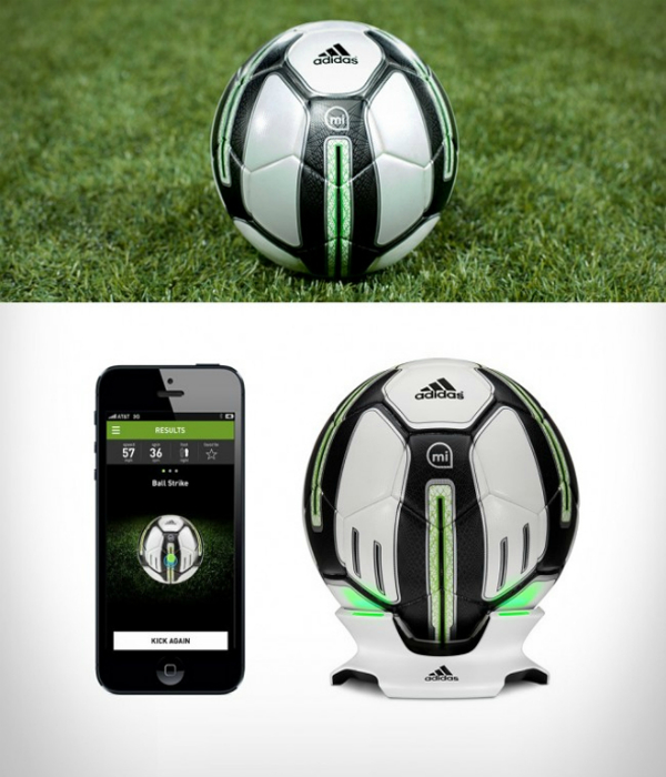 Функциональный футбольный мяч, способный синхронизироваться с мобильными девайсами под названием - Adidas miCoach.