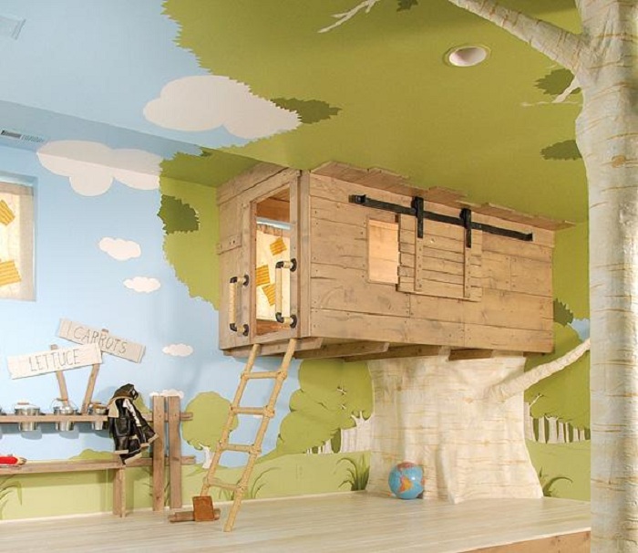 Отличный вариант украсить необычным образом комнату для игр детей, что произведет необыкновенное впечатление.