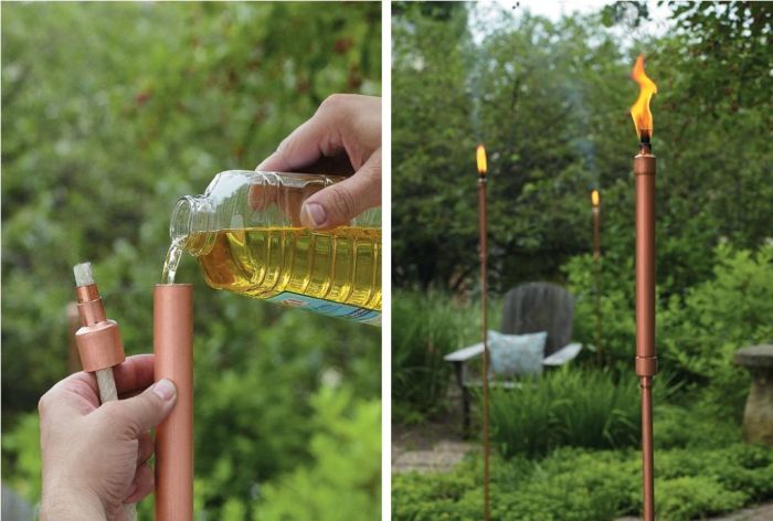 Интересная идея использования водопроводной трубы - простой, но оригинальный факел, который станет настоящей изюминкой на вашем дачном участке.