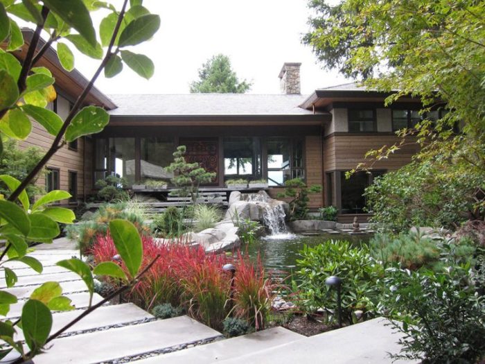 Эксклюзивный дизайн современного садового участка в восточном стиле. 