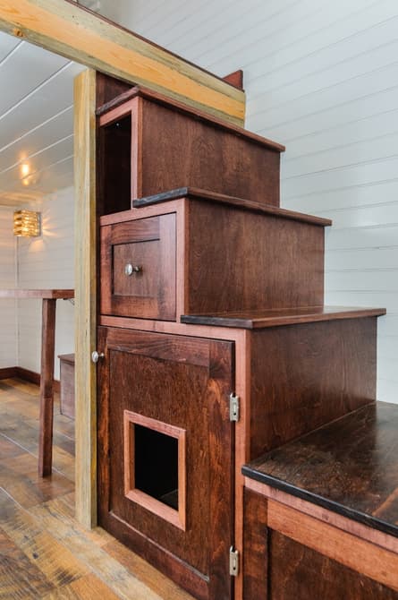 There's a good reason why these storage staircases are ubiquitous with tiny houses - when storage is a premium, they are a great place to stash bits and pieces