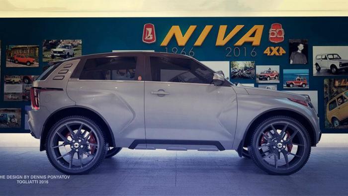 Концептуальная «Нива» получила боковые выштамповки, как на Lada Xray. | Фото: autocentre.ua.