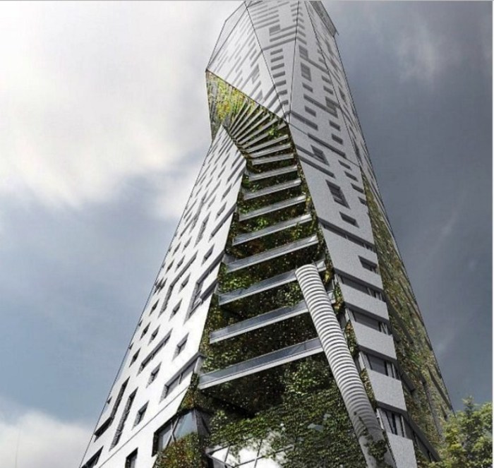 Проект Eco Tower рассчитан на то, чтобы соединить городской стиль и природу в жилом комплексе.