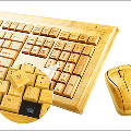 Экологичная беспроводная компьютерная клавиатура и мышь из бамбука