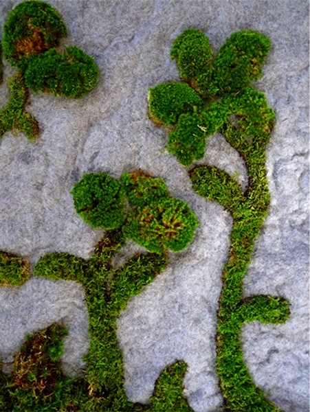 Зеленые узоры из мха на коврике GardenRug от компании Piadesign