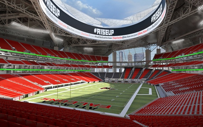 Atlanta Falcons stadium - вид изнутри.