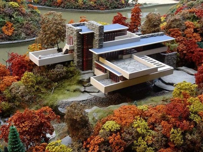 «Дом над водопадом», спроектированный архитектором Frank Lloyd Wright.