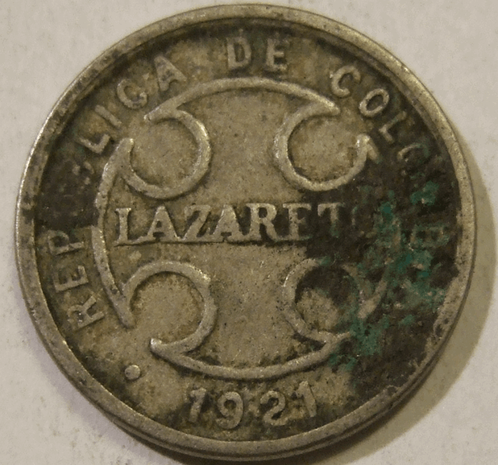 50 сентаво лепрозория (Колумбия, 1921).