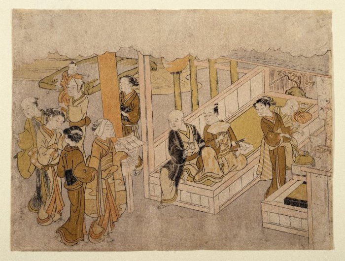 Обряд сватовства на древней японской гравюре.