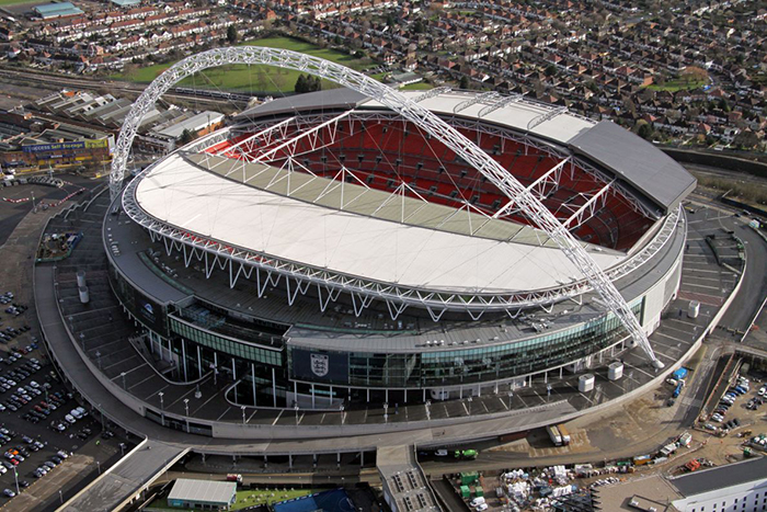 Новый стадион «Уэмбли» в Лондоне с высоты птичьего полета