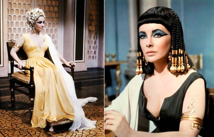 Непревзойденная актриса Элизабет Тейлор в роли величественной Клеопатры (Клеопатра, 1963 год).