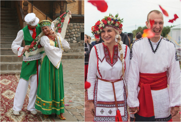 Русские традиционные свадебные костюмы.