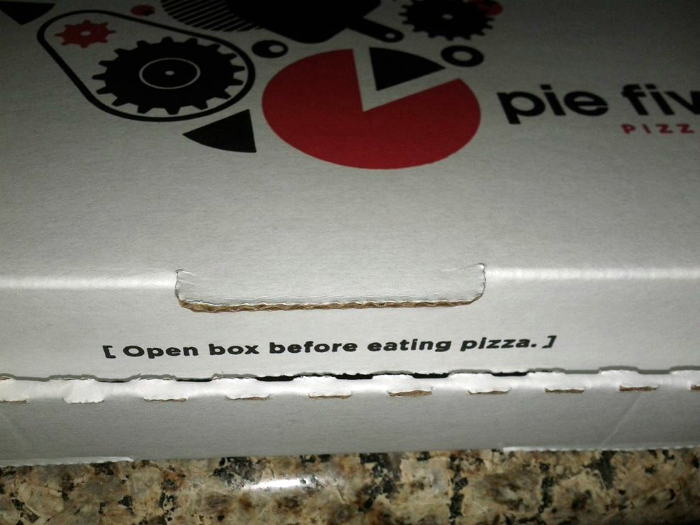 «Откройте коробку перед тем, как съесть пиццу».