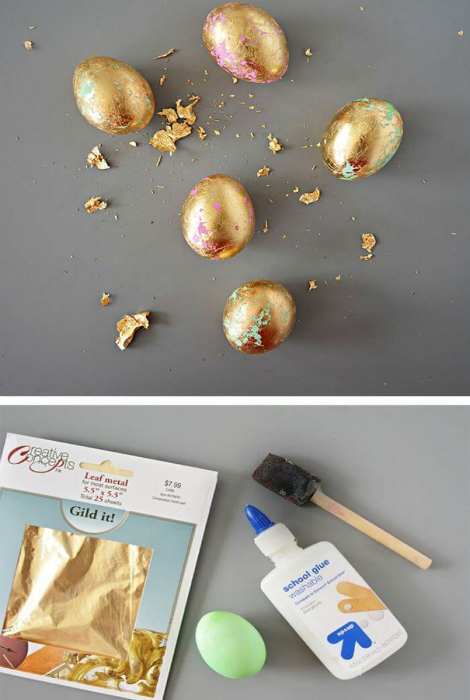 Декор яєць за допомогою золотої фольги.