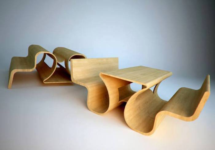 Эта замысловатая конструкция, может быть двумя лавками и столиком или двумя отвернутыми друг от друга лавками.