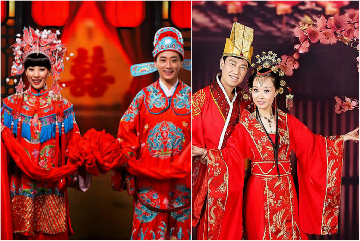 Китайские свадебные костюмы молодых.