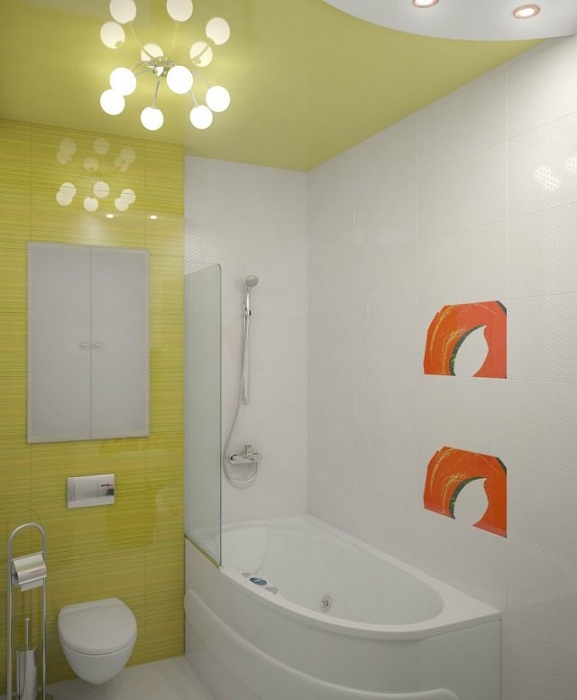 Гарний варіант створити інтер'єр ванної кімнати в салатовий колір, що однозначно сподобається.